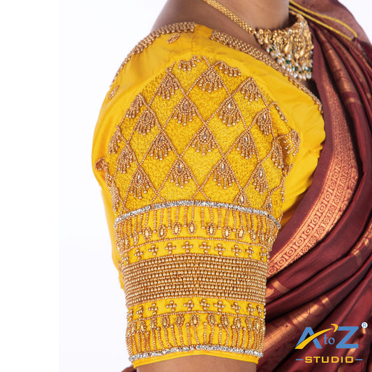Light yellow Silk Cloth Blouse with Kite Design