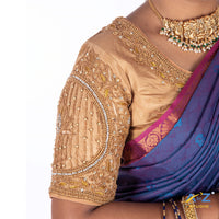 Dark Ivory Silk Cloth Blouse with Lotus in circle Design