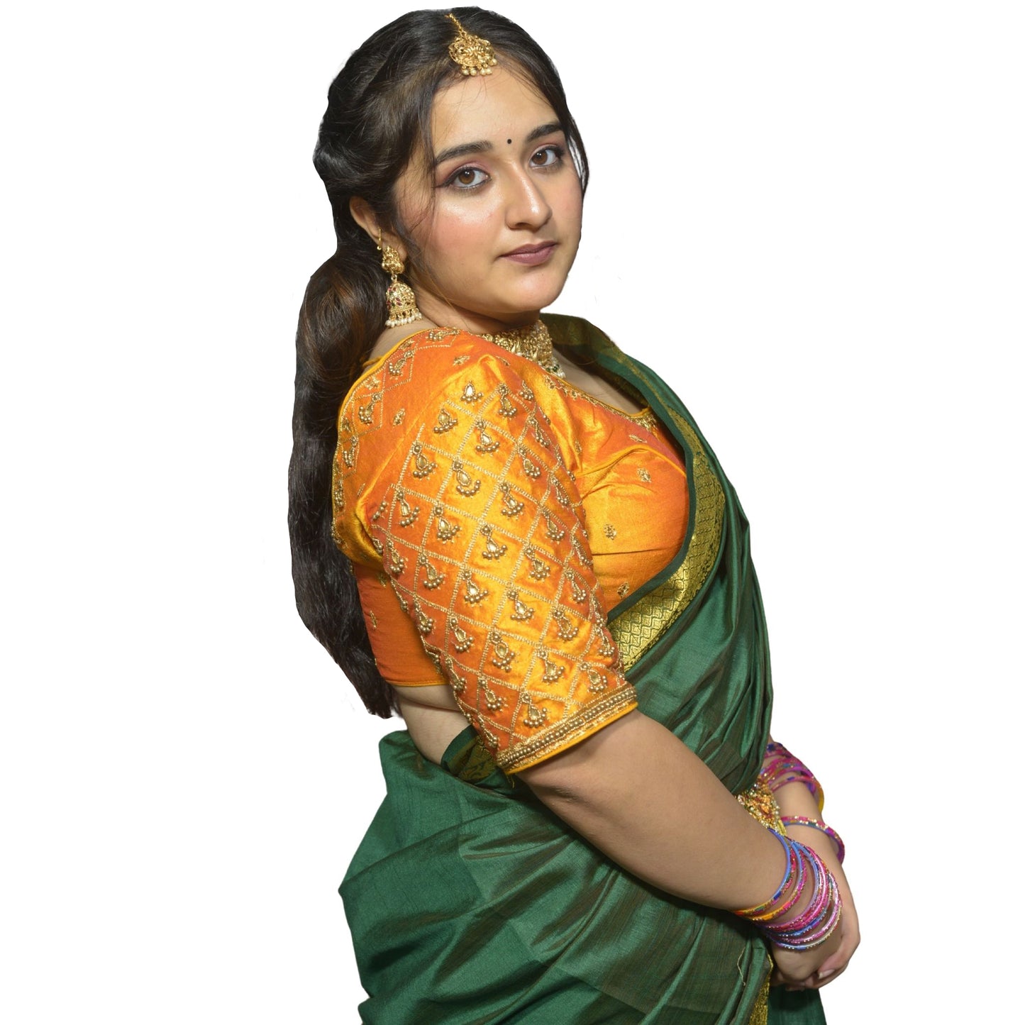 Mango Blouse with Criss-Cross, Footprint & Bush Embroidery