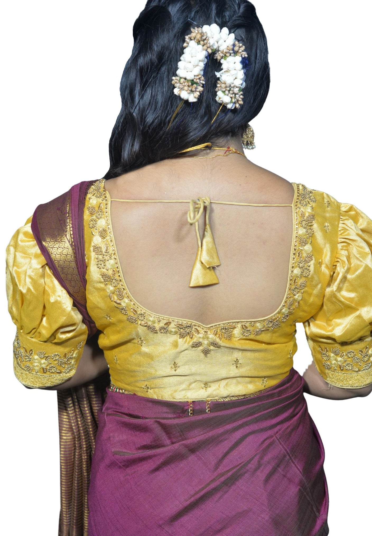 Gold Blouse with Gold Motifs & Dual Embroidery
