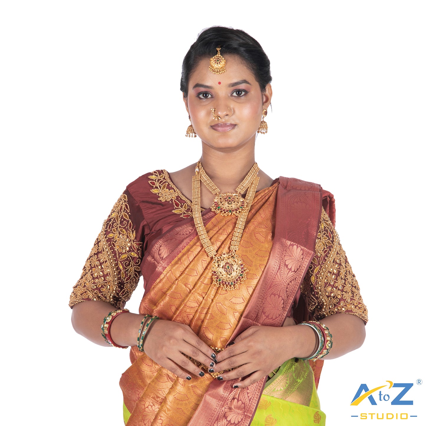 Maroon Silk Cloth Blouse with Leaf and flower Design