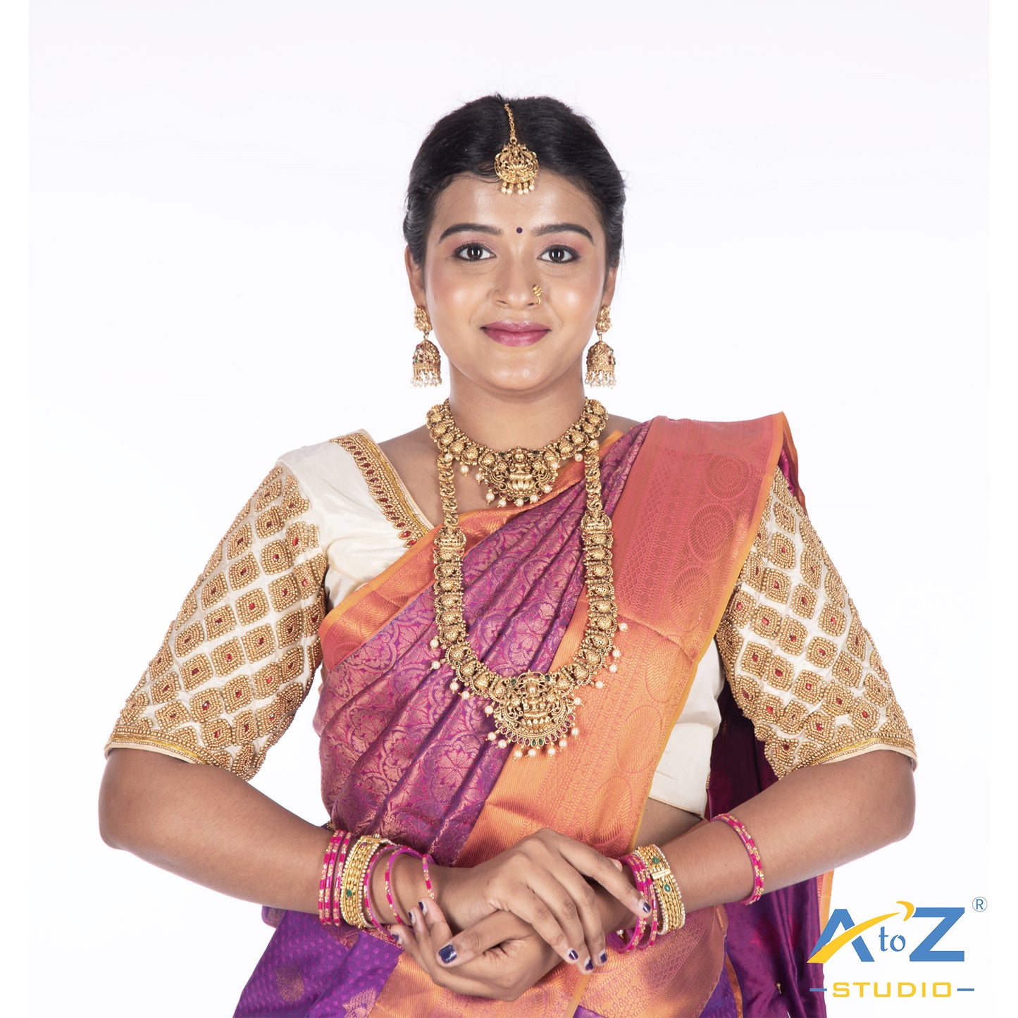 Cream Silk Cloth Blouse with Kite of chain Design