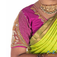 "Luxury Purple Silk   Cloth Blouse with Bird design Design"