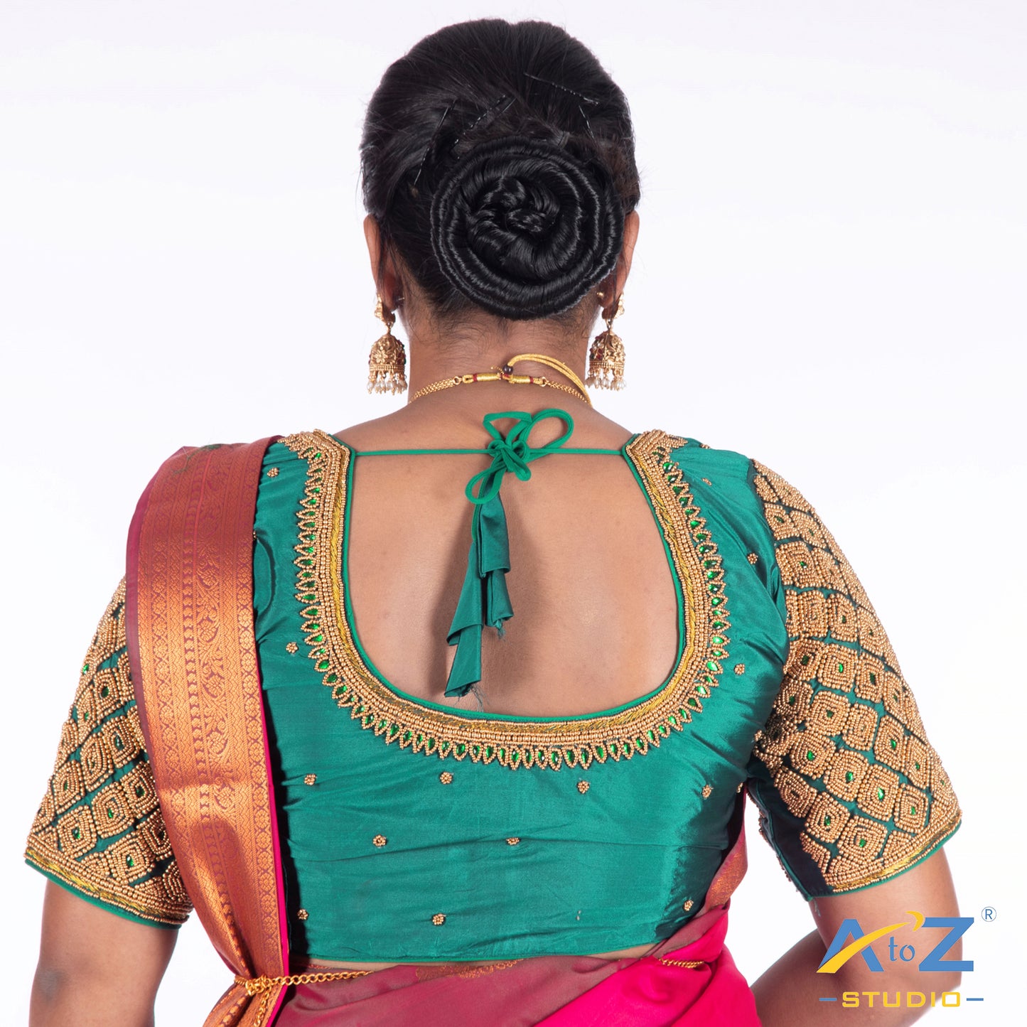 Rama Blue Silk Cloth Blouse with Kite of chain Design