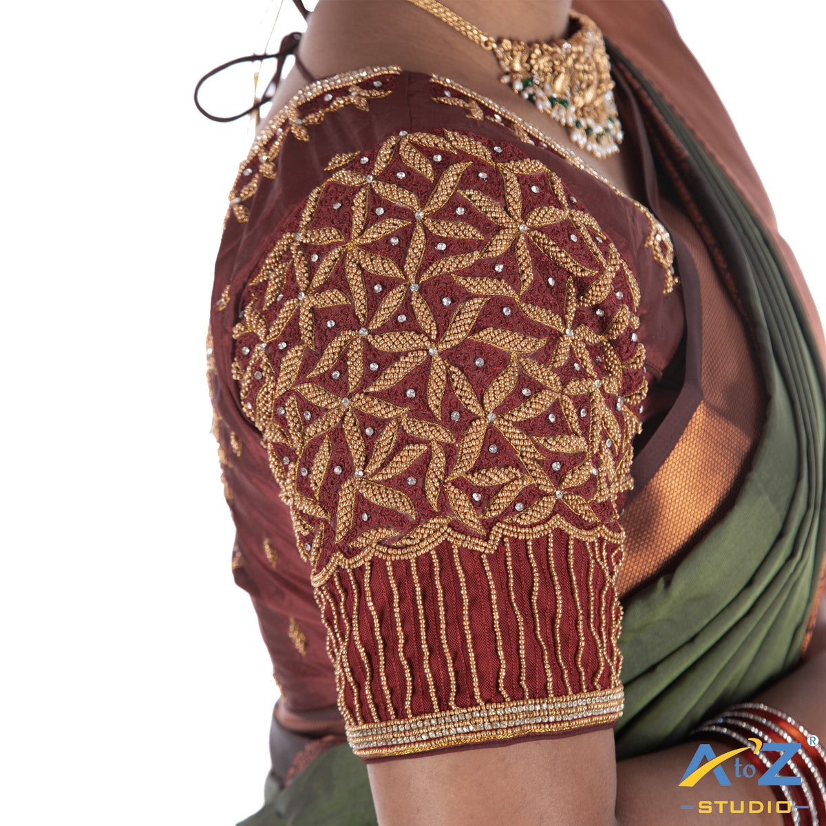 Maroon Silk Cloth Blouse with Star design Design