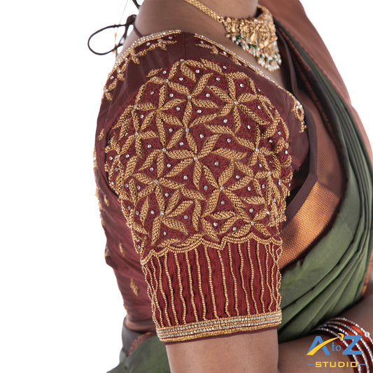 Maroon Silk Cloth Blouse with Star design Design