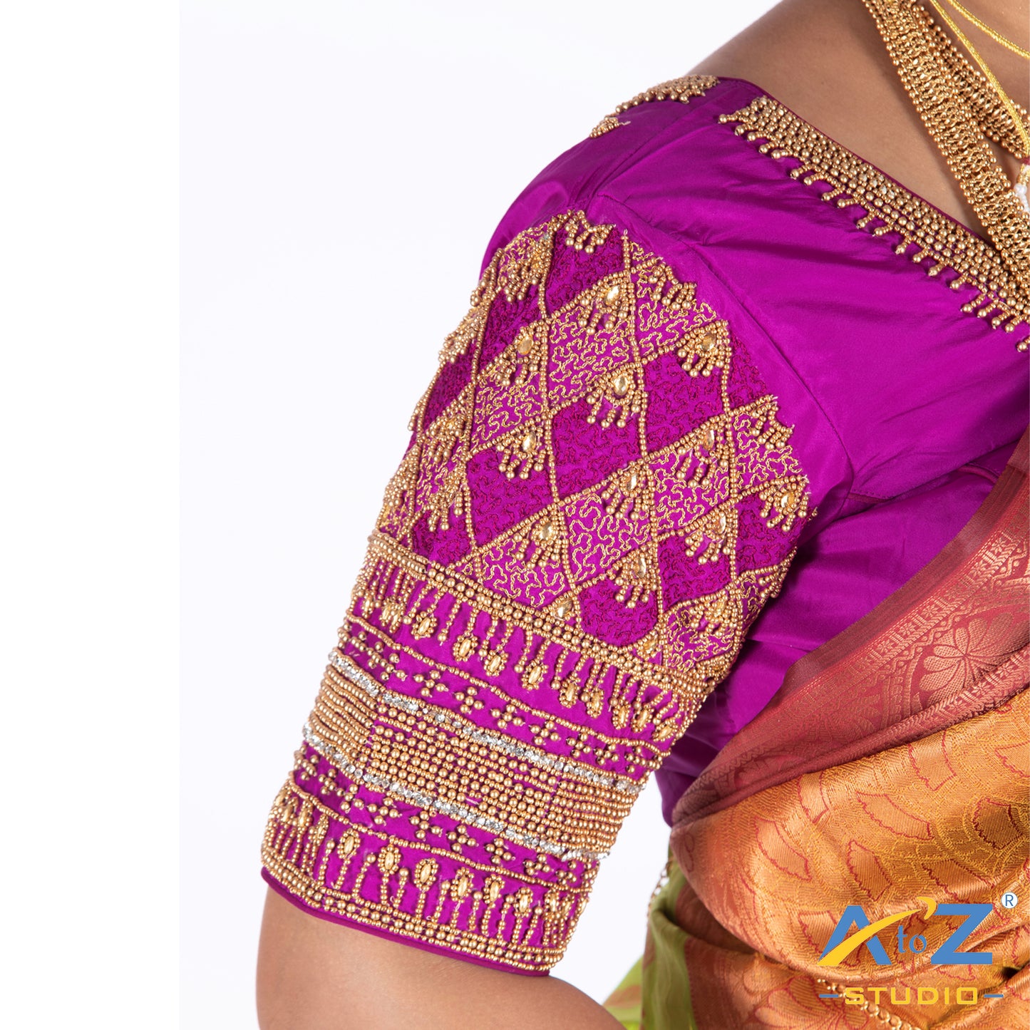Luxury Purple Silk Cloth Blouse with Kite Design