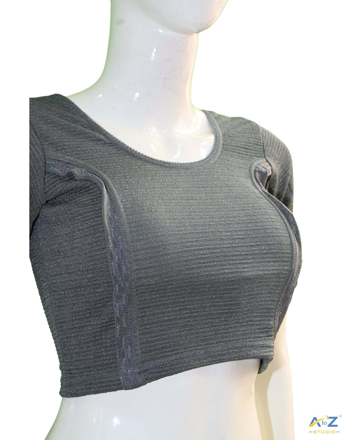 Grey Crush Blouse with Tissue Lines