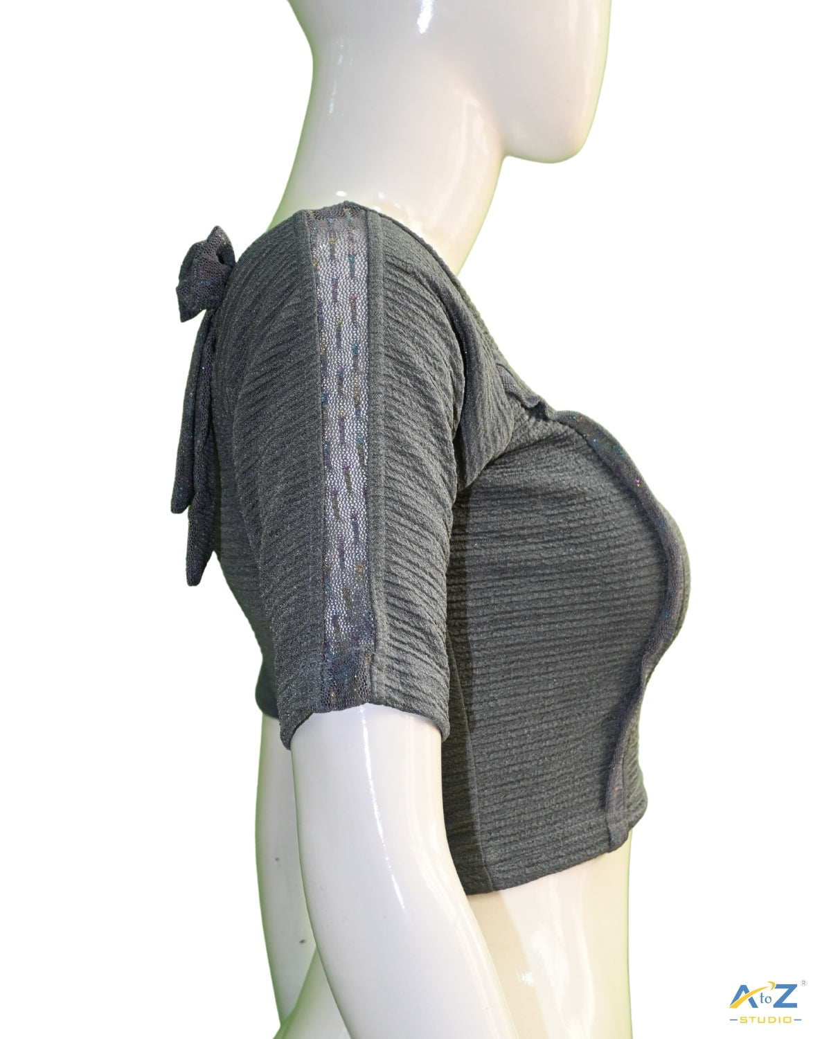 Grey Crush Blouse with Tissue Lines