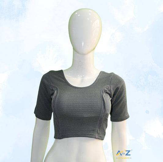 Grey Crush Blouse with Tissue Lines