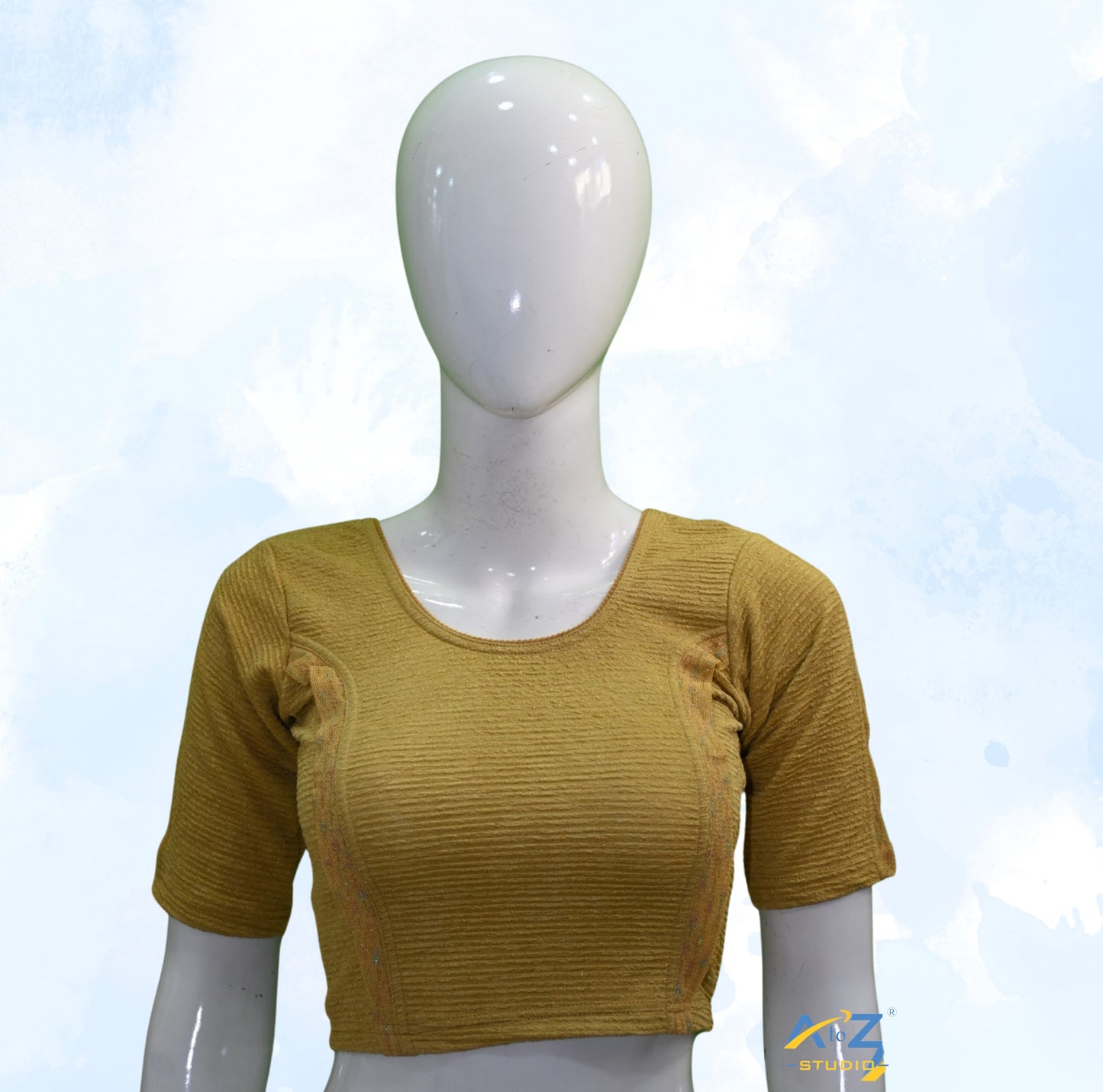 Dark Chiku Crush Blouse with Tissue Lines