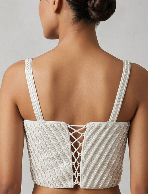 White Embellished Designer Corset Blouse