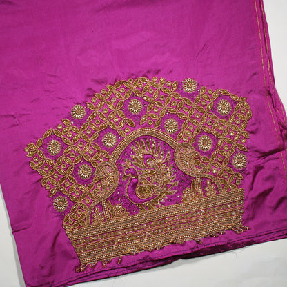 Royal Peacock Maggam Work Designer Silk Blouse