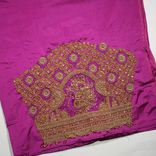Royal Peacock Maggam Work Designer Silk Blouse