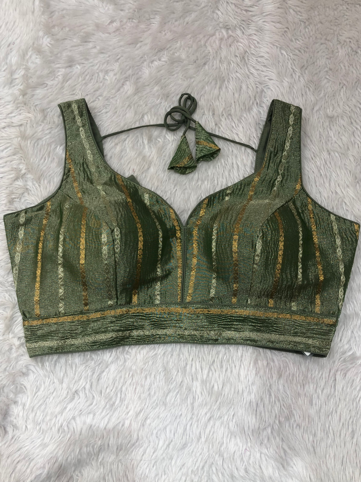 Light Green Metallic Shimmer Bustier Top