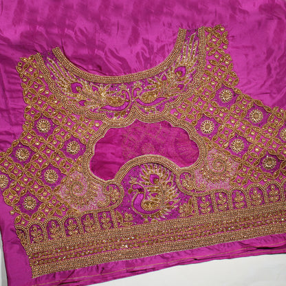 Royal Peacock Maggam Work Designer Silk Blouse