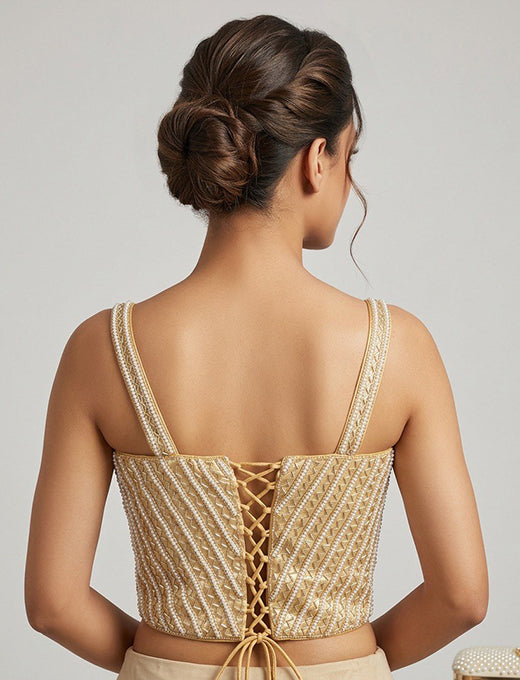 Gold Embellished Designer Corset Blouse