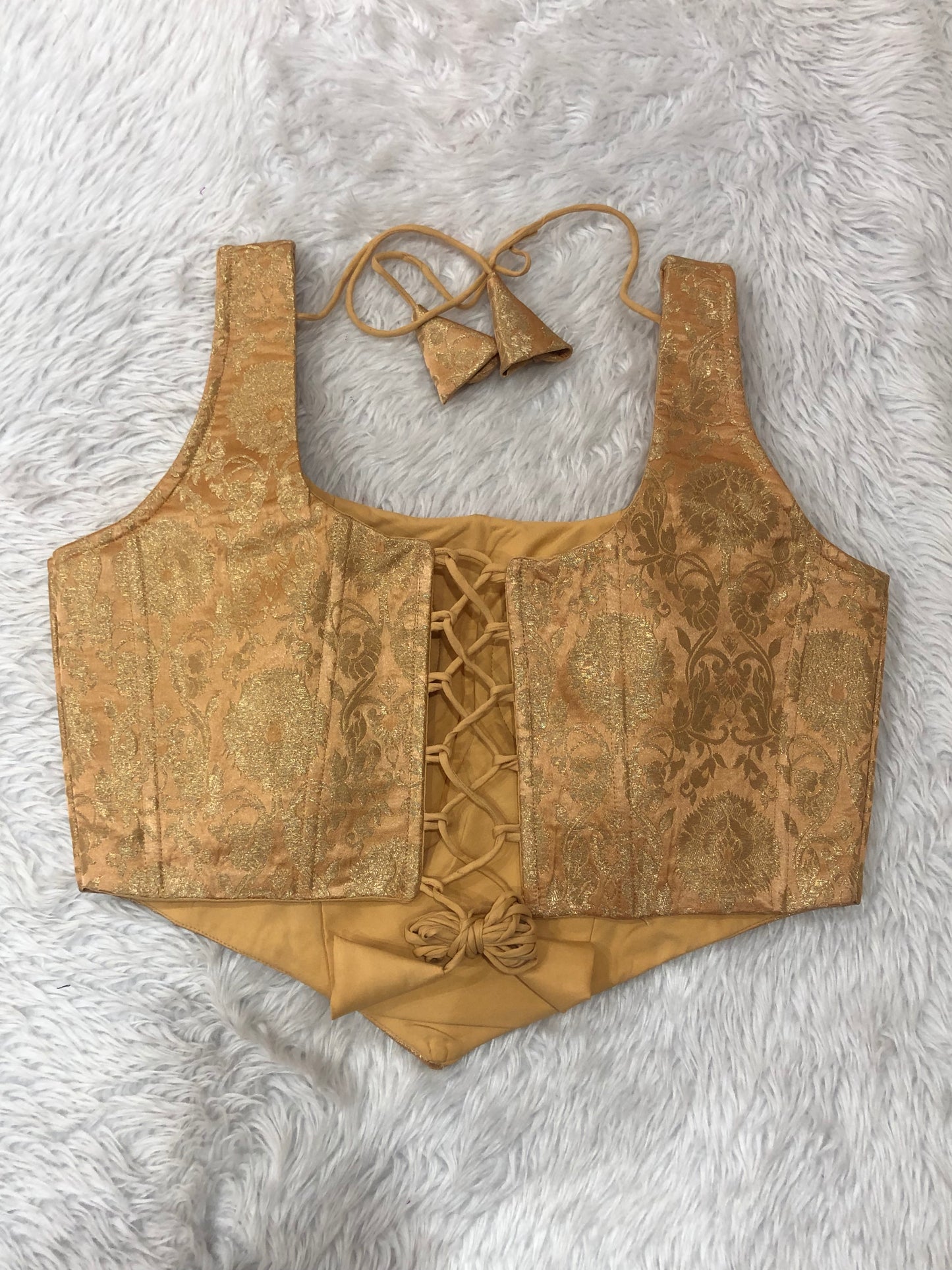 Skin Metallic Woven Corset Top