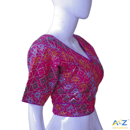 Hand-Embroidered Magenta Bridal Choli