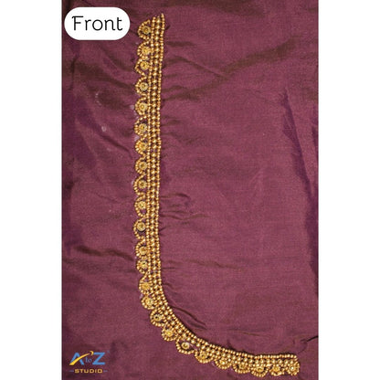 Wine Silk Blouse Piece With Aari Work