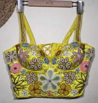 Sunshine Harvest Mixed-Media Floral Bustier