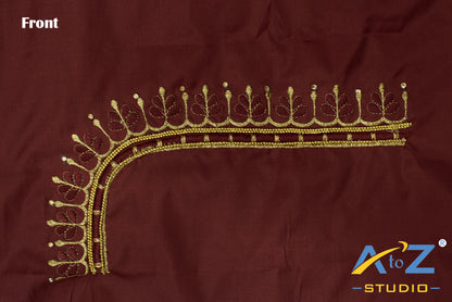 Light Sangria Silk Blouse Piece With Machine Work