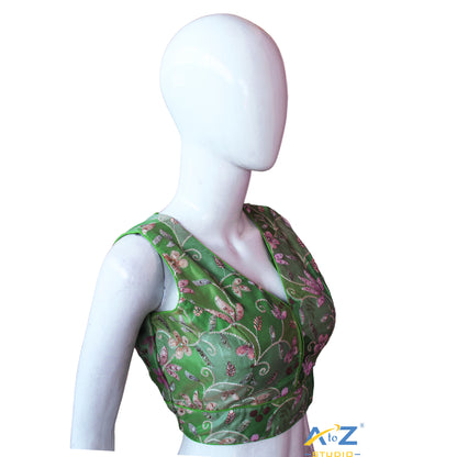 Pea Green Embroidered Blouse