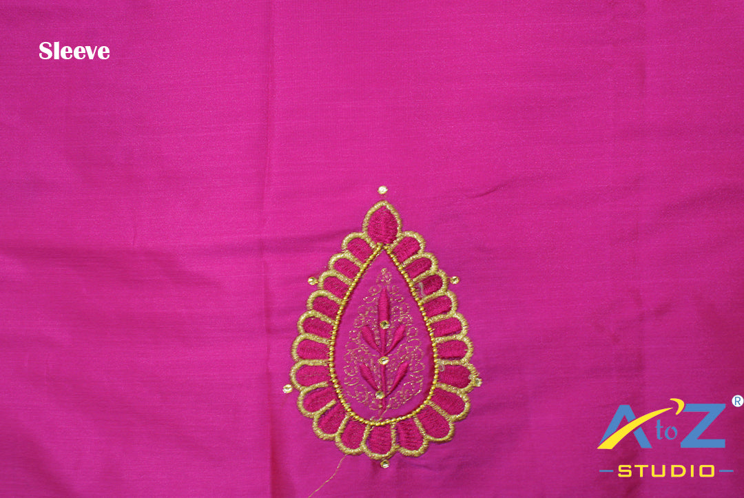 Light Pink Silk Blouse Piece With Machine Work