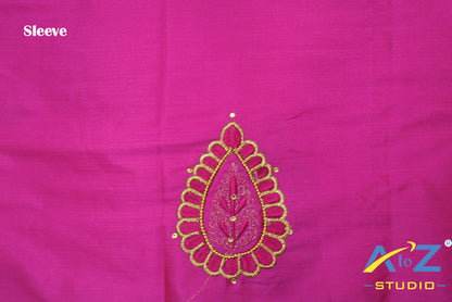 Light Pink Silk Blouse Piece With Machine Work