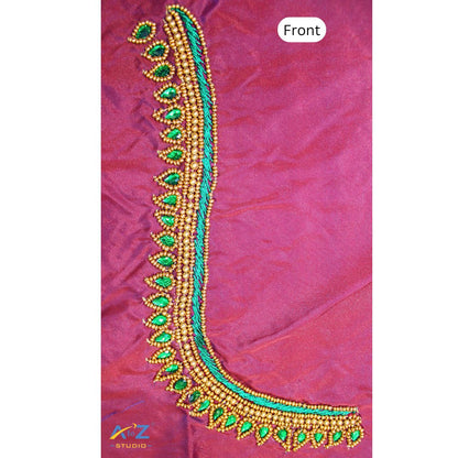 Light Wine Silk Blouse Piece With Aari Work