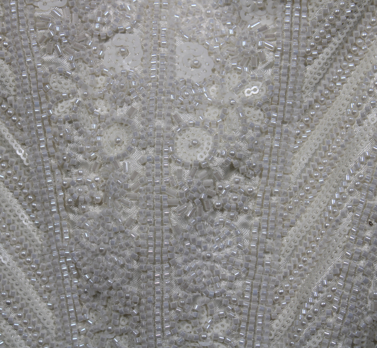 Off-White Heavily Sequined Corset Blouse with Cut-Out High Neck & Full Sleeves