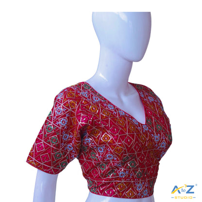 Hand-Embroidered Red Bridal Choli