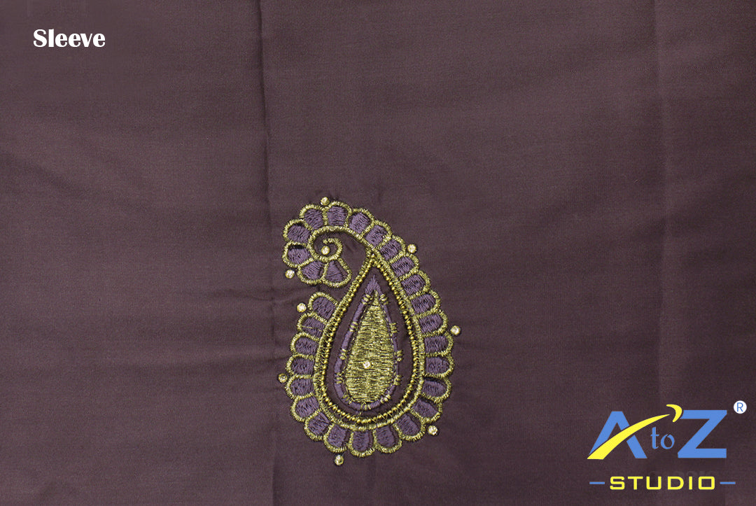 Light Lavender Silk Blouse Piece With Machine Work