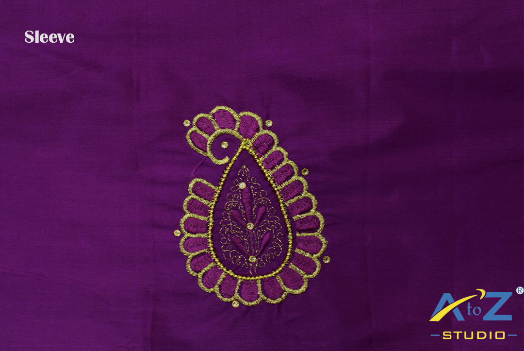 Orchid Purple Silk Blouse Piece With Machine Work