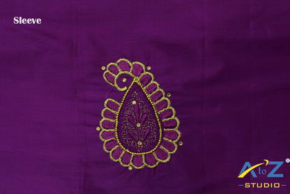 Orchid Purple Silk Blouse Piece With Machine Work