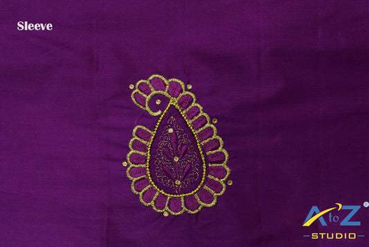 Orchid Purple Silk Blouse Piece With Machine Work