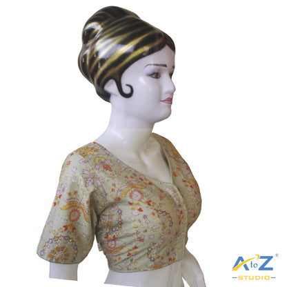 Pista Green Floral Heritage Blouse