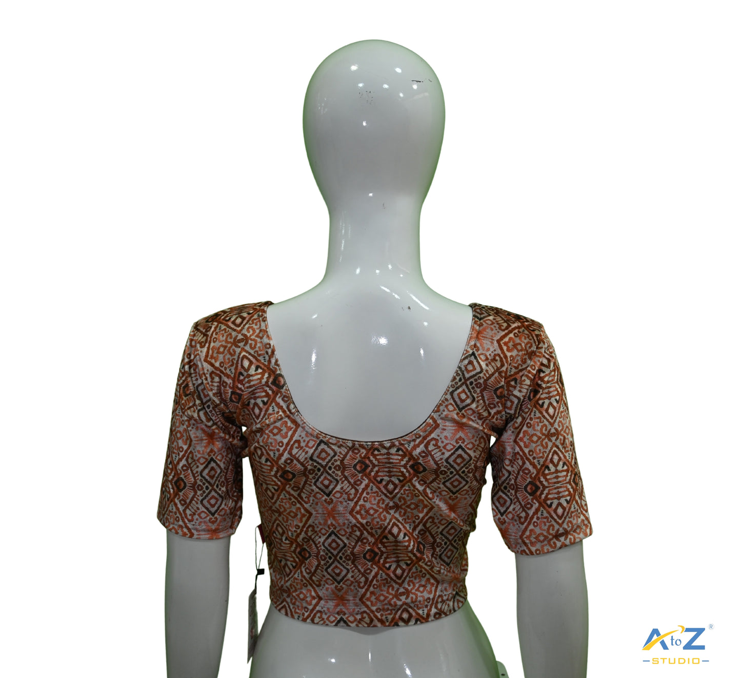 Coffee Velvet Mehendi Design Elbow Sleeve Blouse