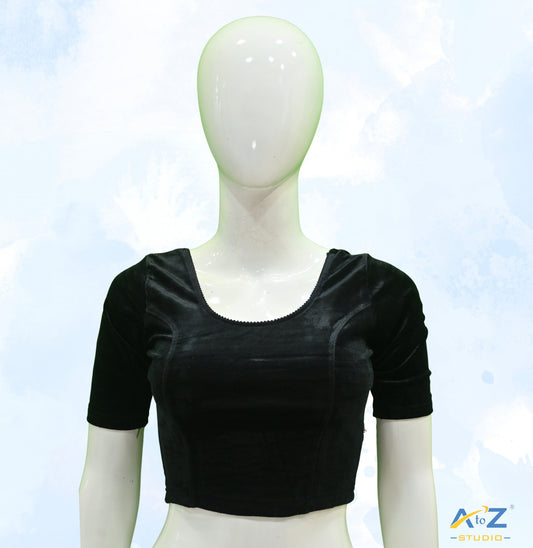 Black Velvet Plain Blouse