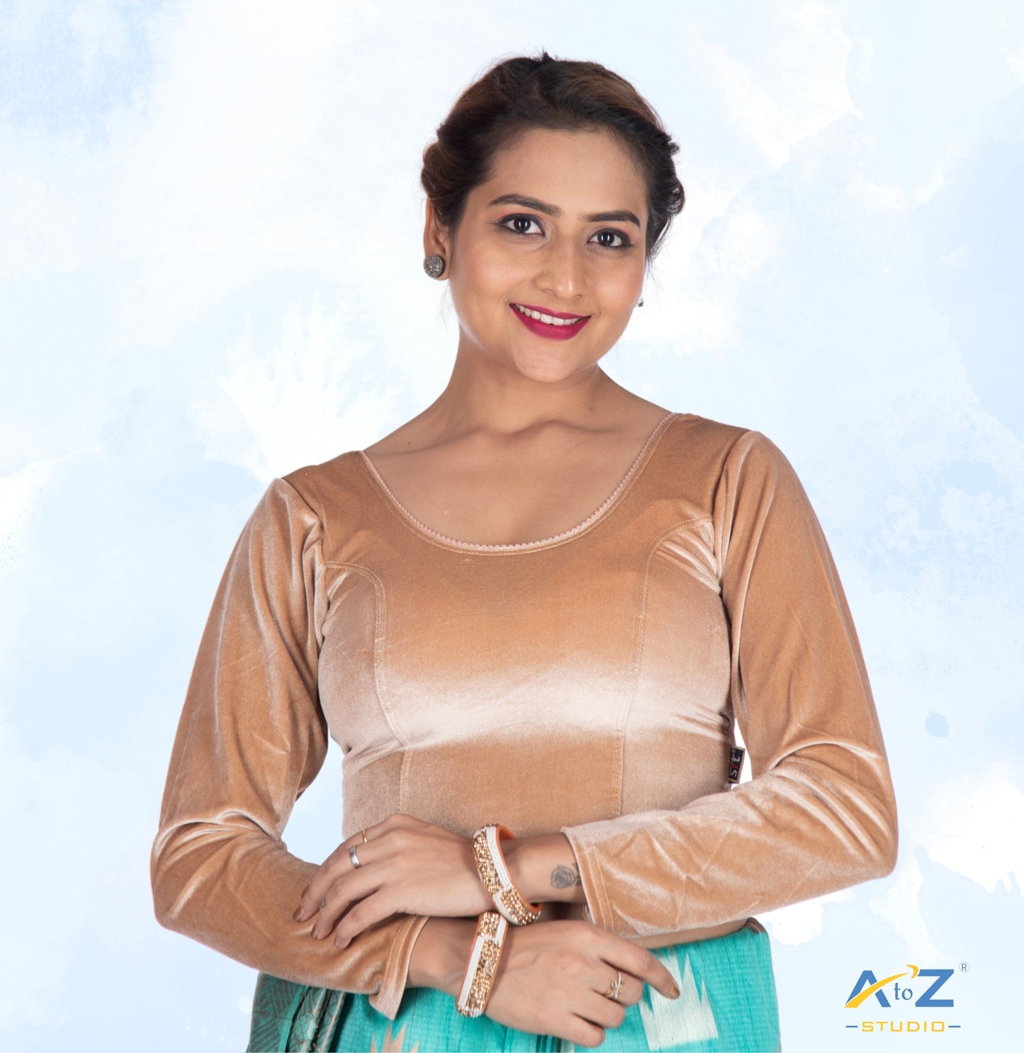 Chiku Velvet Plain Blouse