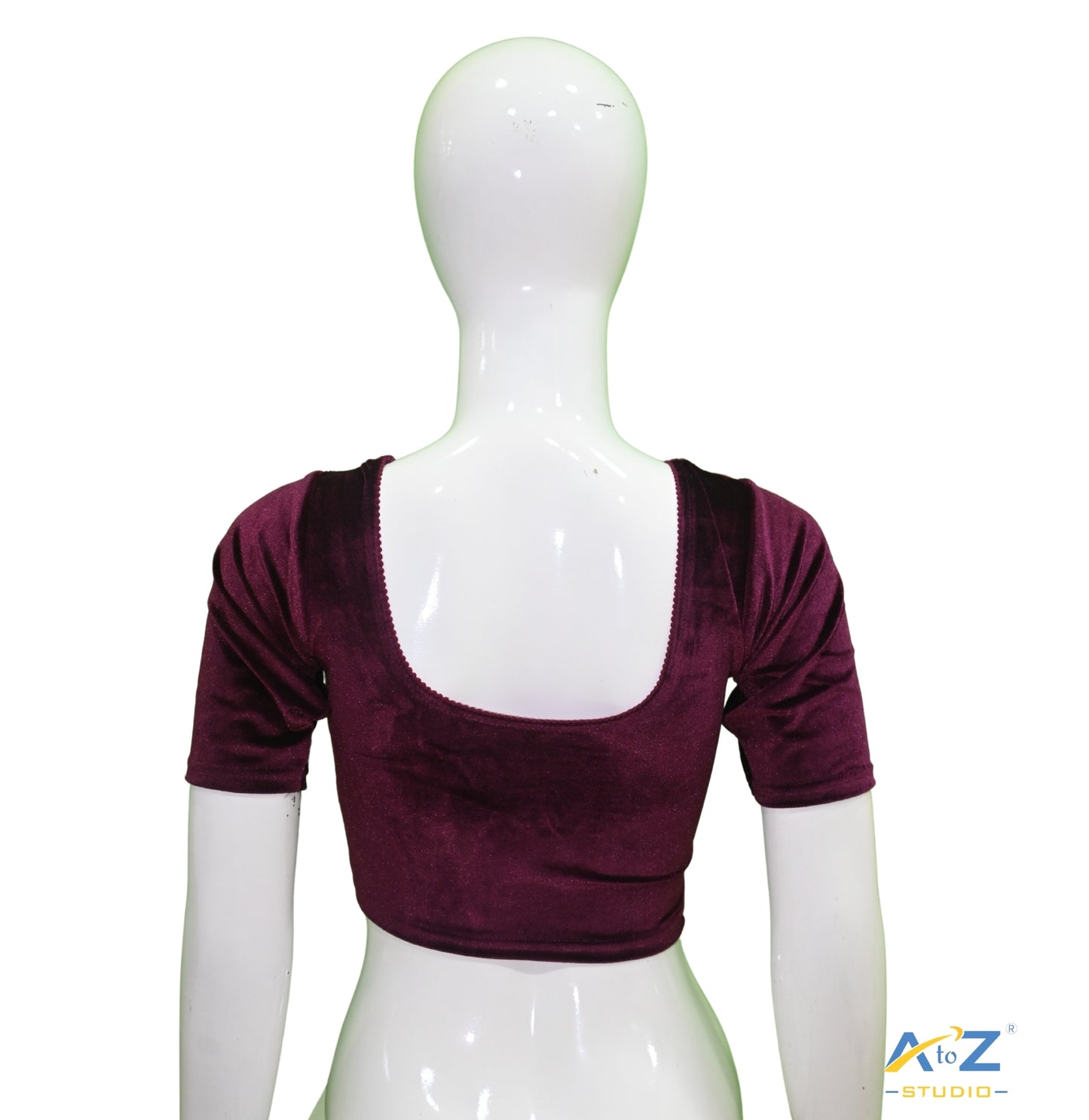 Wine Velvet Plain Blouse