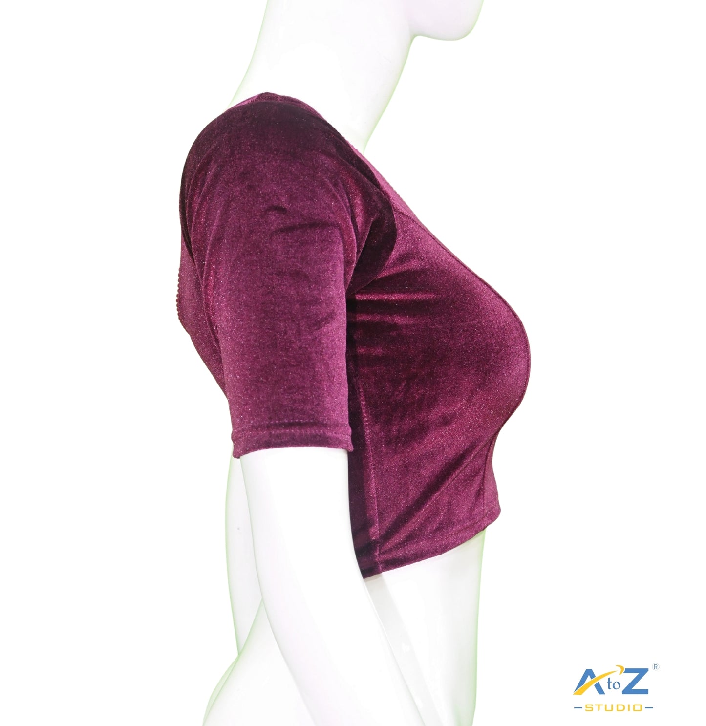Wine Velvet Plain Blouse