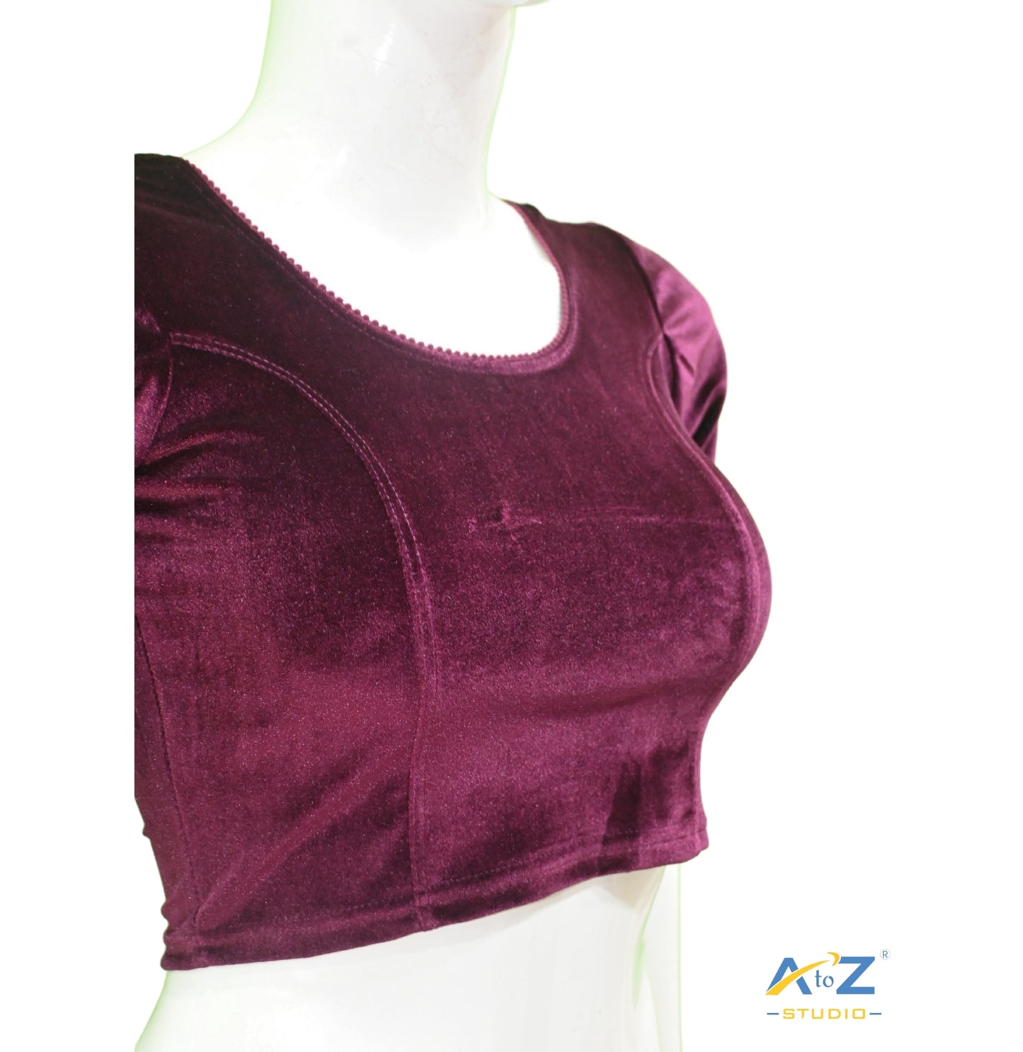 Wine Velvet Plain Blouse
