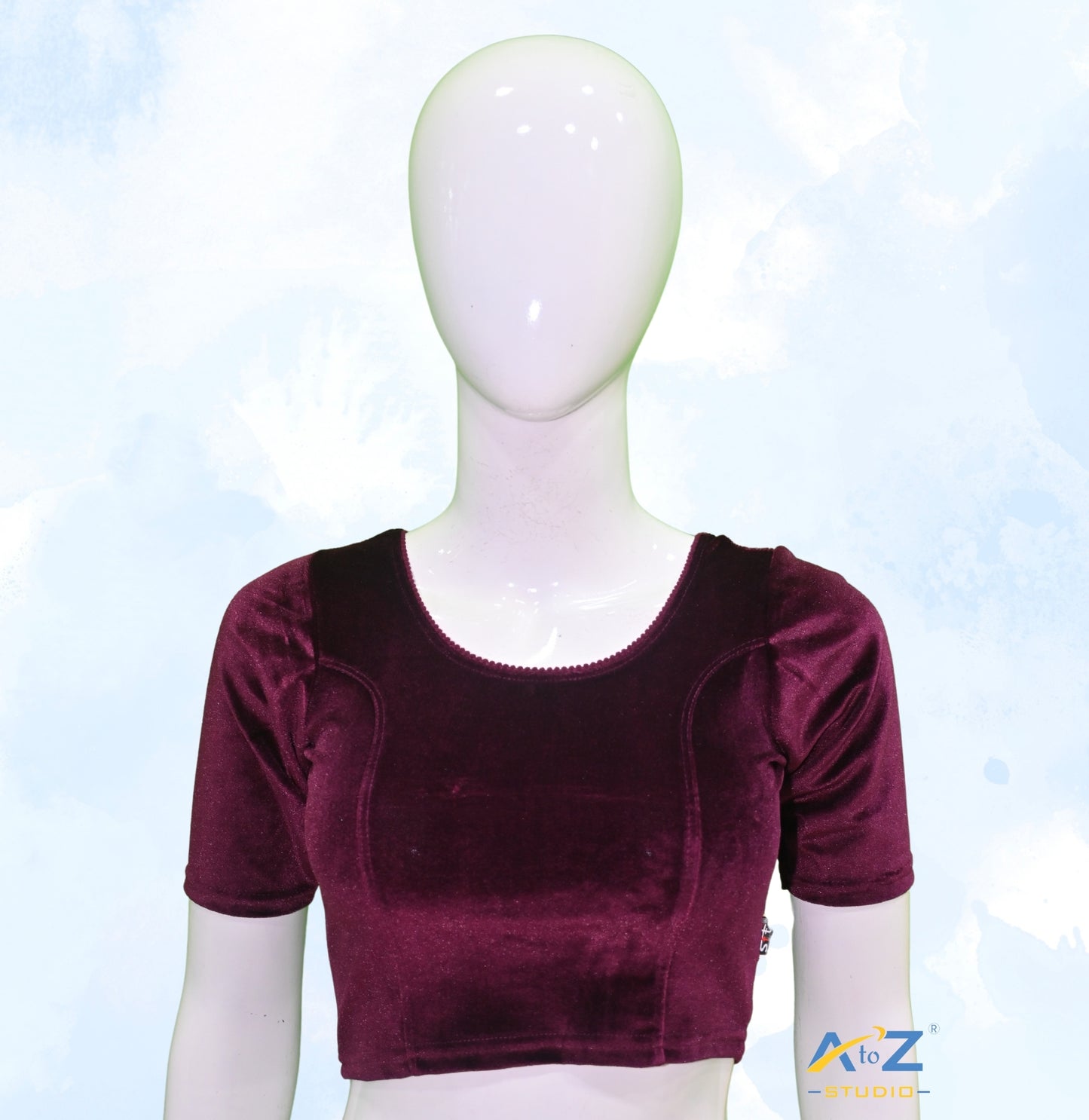 Wine Velvet Plain Blouse