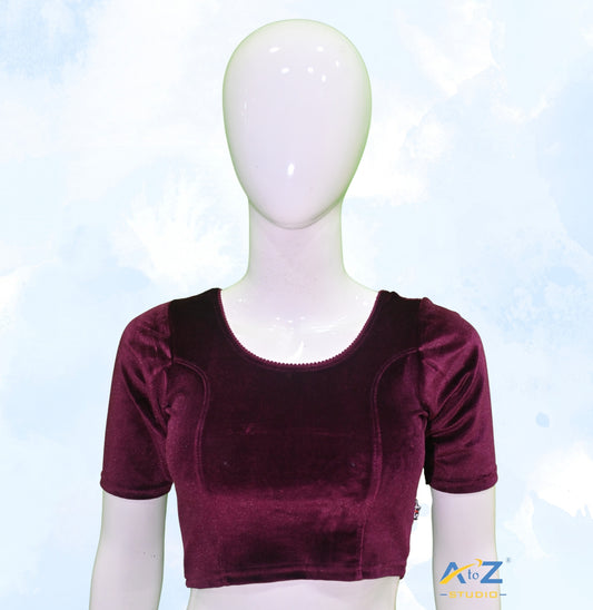 Wine Velvet Plain Blouse