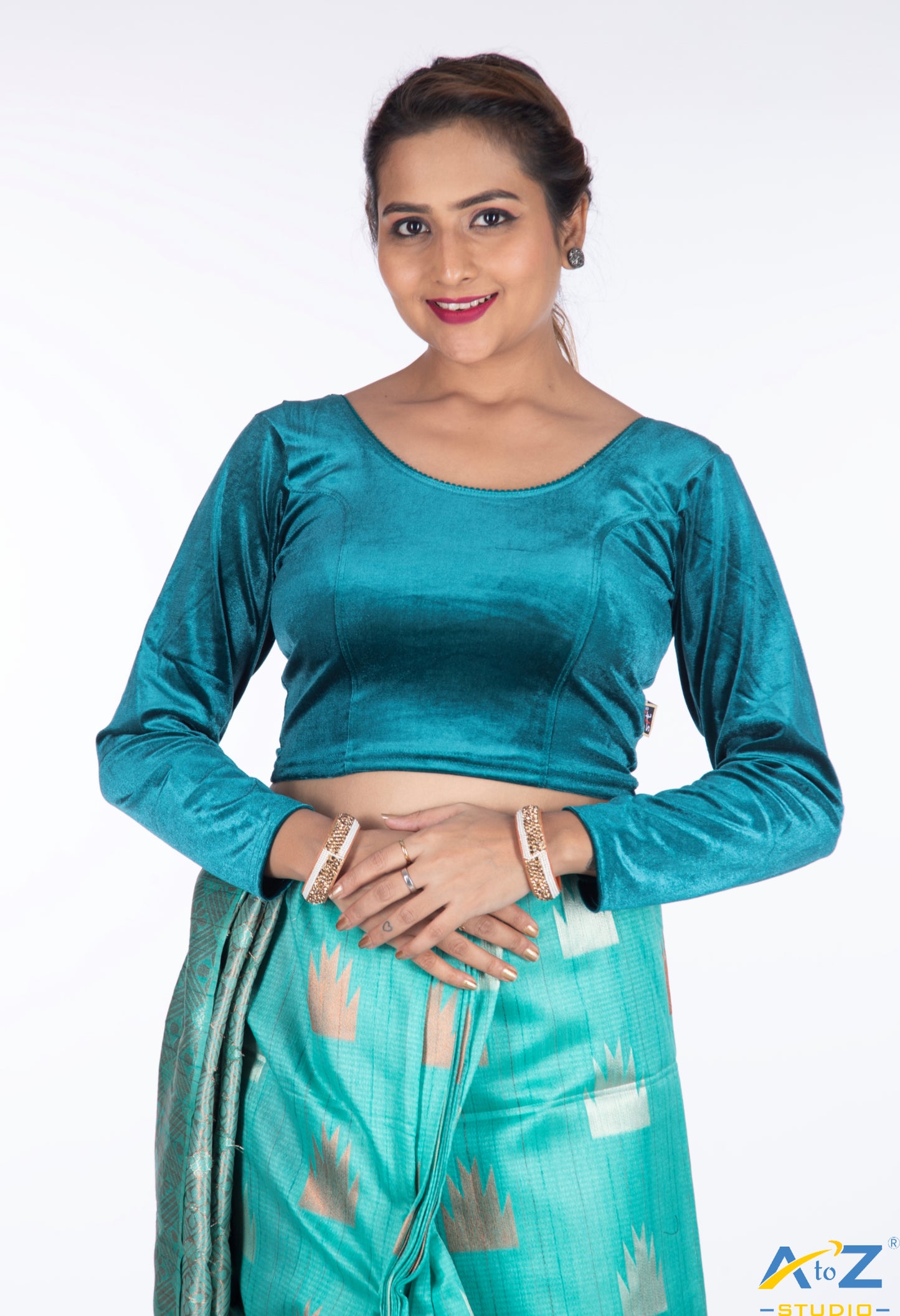 M. peach  Velvet Plain Blouse