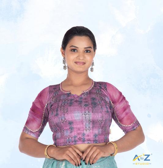 Wine  Polyester Lycra V Neck Blouse