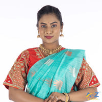 Red Silk cloth Blouse with Chain and kundan design Design
