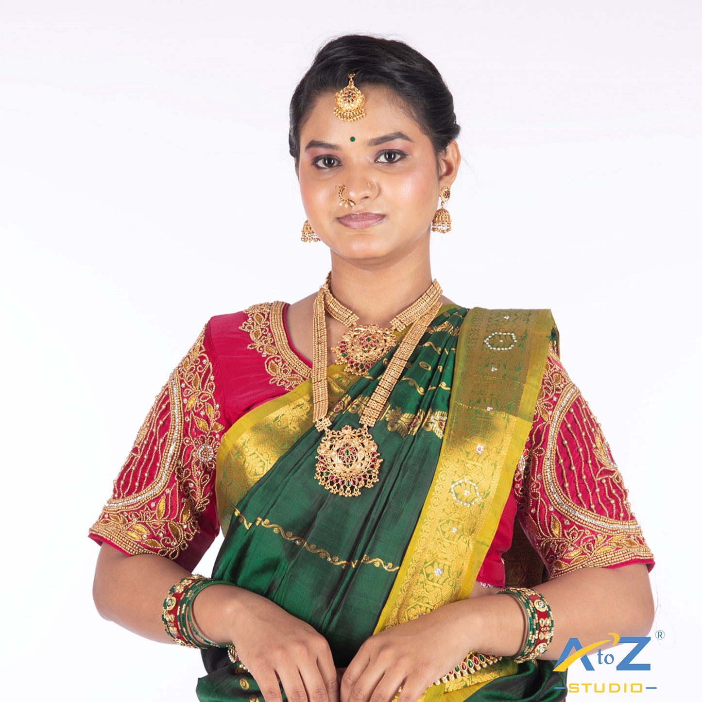 Punch Pink Silk Cloth Blouse with Lotus in circle Design