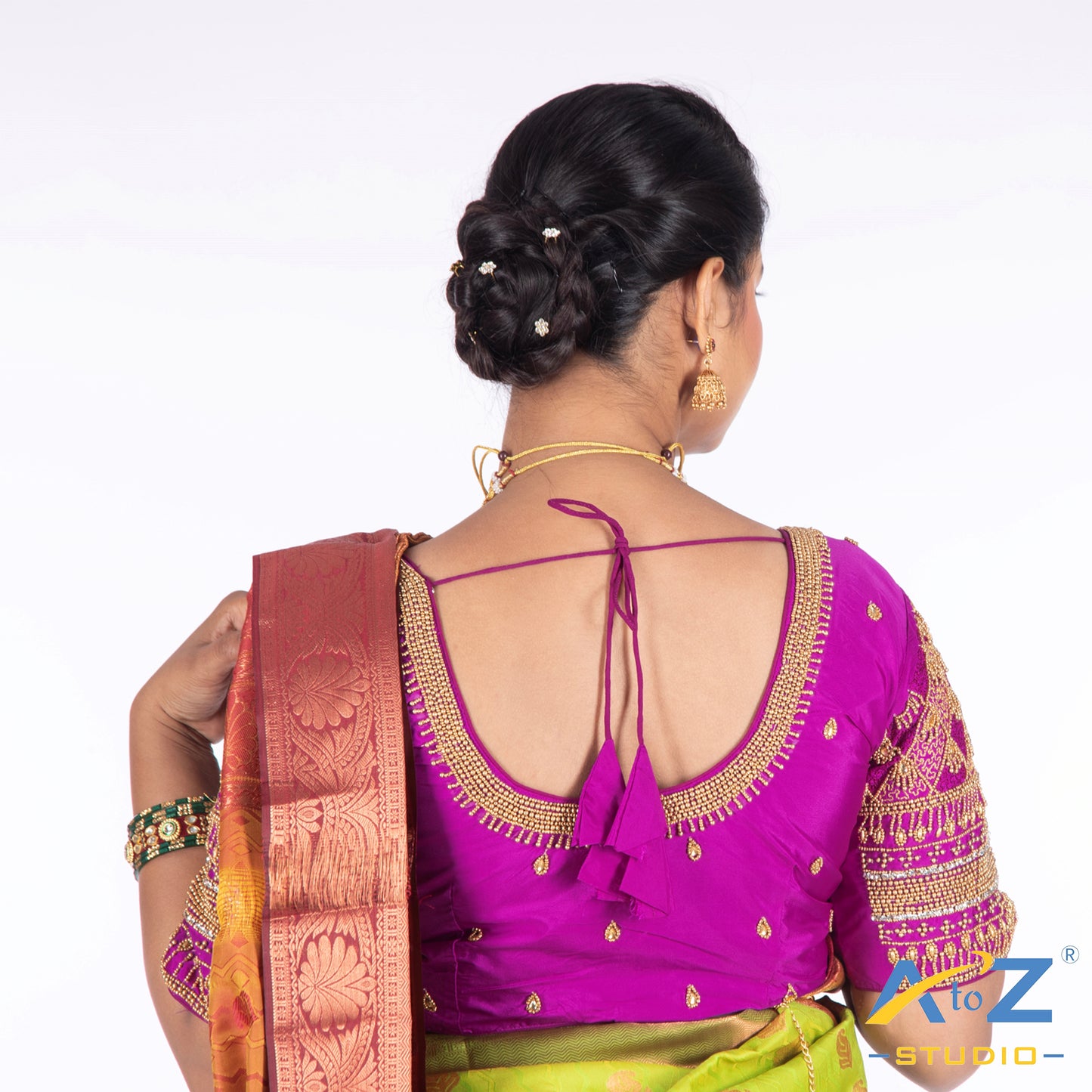 Luxury Purple Silk Cloth Blouse with Kite Design